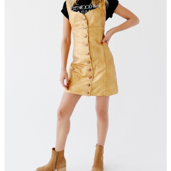 Free People Dresses & Skirts - Free People Goldie Leather Button Mini Dress